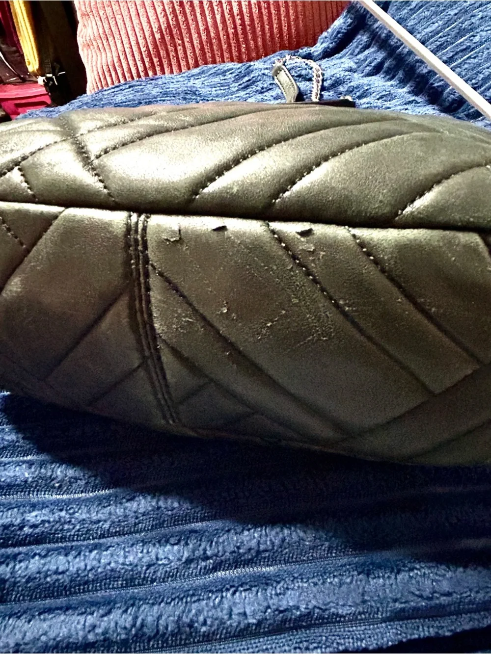 Michael Kors Black Quilted Shoulder Bag with Silver Chain